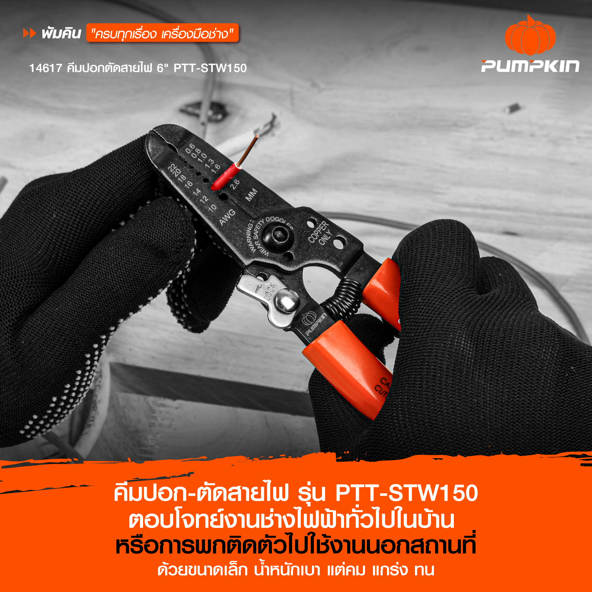 คีมปอกสายไฟ 6 นิ้ว รุ่น PTT-STW150